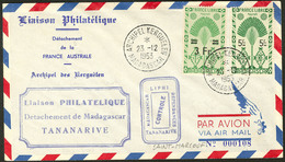 Lettre. St Marcouf. Madagascar 276 + 295 Obl Cad Kerguelen 23.12.53, Transit Tananarive 9.1.54 Au Verso. - TB - Other & Unclassified