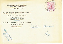 CP Publicitaire HODENG-AIMERIES 1959 - R. BURION-DUSEPULCHRE - Librairie - Papeterie - Boussu