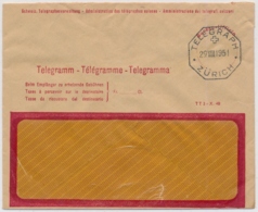 1951 Telegramm Brief Mit Telegrafenstempel TELEGRAPH ZÜRICH - Telegraafzegels