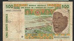 W.A.S. MALI P410Dj 500 FRANCS (20)00 2000 FOLDS NO P.h. F-VF - West African States