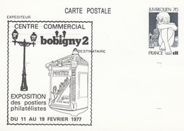 FRANCE- CP ENTIER POSTAL JUVAROUEN 76  0.60 - CENTRE COMMERCIAL BOBIGNY 2 11-19.2.1977  / 1 - Overprinter Postcards (before 1995)