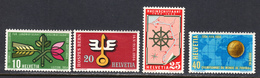 Switzerland 1954 Mint Mounted, Sc# 347-350, Yt 544-547, Mi 593-596 - Nuevos