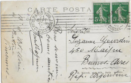 1914 - CARTE De PARIS => BUENOS AIRES (ARGENTINE) - DESTINATION ! - 1906-38 Säerin, Untergrund Glatt