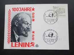 Berlin 1970 Sonderkarte / SST Berlin 12 100. Geburtstag Lenins K. U. Methodius Gesellschaft. Seltener Sonderstempel - Covers & Documents
