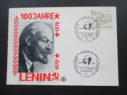 Berlin 1970 Sonderkarte / SST Berlin 12 100. Geburtstag Lenins K. U. Methodius Gesellschaft. Seltener Sonderstempel - Storia Postale