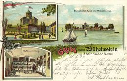 WILHELMSTEIN Im Steinhuder Meer, Mehrbildkarte, Waffensammlung (1899) Litho-AK - Wunstorf