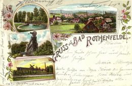 BAD ROTHENFELDE, Mehrbildkarte, Altes Und Neues Gradirwerk, Kurgarten (1899) Litho-AK - Bad Rothenfelde