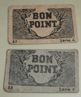 Rare Lot De 2 Anciens BON-POINT Bons Points D'école, Couronne De Lauriers, EE Série A, 1 Gris & 1 Jaune - Sammlungen
