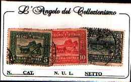 1596)  ERITREA-SERIE PITTORICA-5C.+10C.+15C.-USATI-N.34-35-36 - Egeo (Stampalia)