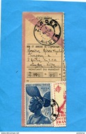 Marcophilie-coupon De Mandat Acquitté-Niger Français>Françe-cad ZINDER -1 Mars 1949 -2000 Frs+2stamp A O F - Covers & Documents