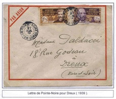 Congo Lettre Avion Airmail Cover Pointe Noire 27/7/1939 - Briefe U. Dokumente