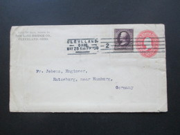 USA 1900 GA Umschlag Mit Zusatzfrankatur Andrew Jackson Cleveland - Ratzeburg Mit Ak Stempel KOS Ratzeburg (Lauenburg) - Lettres & Documents