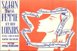 PUBLICITE -- SALON De La FEMME Et Des Loisirs Mai - Juin 1938 8 Rue De Sèze - Publicidad