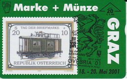 F-577 TARJETA DE AUSTRIA DE UN TREN TIRADA 565   SELLO-STAMP  (TRAIN-ZUG) - Stamps & Coins