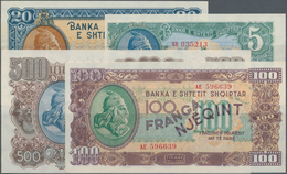 Albania / Albanien: 1945 "Skanderbeg" Franga Issue With 5, 20, 100 And 500 Franga, P.15-18 In UNC Co - Albania