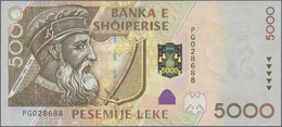 Albania / Albanien: Set With 4 Banknotes Of The 2001 Issue With 200, 500, 1000 And 5000 Leke, P.67-7 - Albania