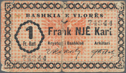 Albania / Albanien: Municipality Of Vlorë/Valona 1 Frank Kart 1924, P.S183, Almost Well Worn With La - Albania