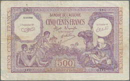 Algeria / Algerien: Banque De L'Algérie 1000 Francs 1942 P.86 (F) And 500 Francs 1944 P.95 (F/F+ Wit - Argelia