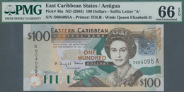 Antigua: Nice Group Of 4 Banknotes 100 Dollars ND(2003), P.46a, All In UNC And All PMG Graded 66 Gem - Otros & Sin Clasificación