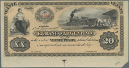 Argentina / Argentinien: El Banco Argentino, Cordoba Issue, 20 Pesos 1873 Unissued Remainder, P.S148 - Argentina