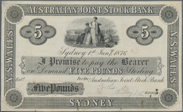 Australia / Australien: Australian Joint Stock Bank 5 Pounds 1876 Intaglio Printed Uniface Front Pro - Other & Unclassified