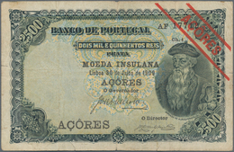 Azores / Azoren: Banco De Portugal With Overprint "AZORES" 2500 Reis 1909, P.8b, Still Nice With Som - Portogallo