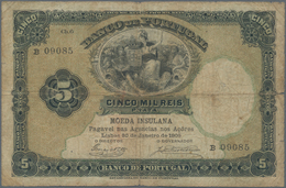 Azores / Azoren: Banco De Portugal With Overprint "MOEDA INSULANA" On PORTUGAL #83, 5 Mil Reis 1905, - Portogallo