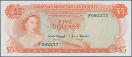 Bahamas: Bahamas Monetary Authority 5 Dollars L.1968, P.29a, Soft Vertical Bend At Center And Tiny D - Bahamas