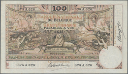 Belgium / Belgien: 100 Francs 1912, P.71, Very Early Date In Great Condition With Crisp Paper, Just - Other & Unclassified