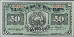 Bolivia / Bolivien: Very Nice Group With 8 Banknotes Comprising 50 Centavos 1902 P.91 (UNC), 1 Boliv - Bolivië