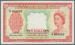 British North Borneo: 10 Dollars 1953 P. 3, Pressed But Still Strongness In Paper, Light Folds, No H - Andere - Afrika