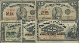 Canada: Dominion Of Canada, Set With 5 Banknotes 25 Cents 1870, 1900 With Signatures Courtney And Bo - Kanada