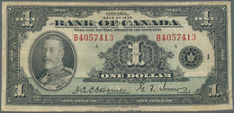 Canada: Bank Of Canada 1 Dollar 1935, P.38, Some Small Border Tears, Toned Paper And A Few Folds. Co - Kanada