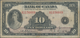 Canada: The Bank Of Canada 10 Dollars 1935, P.44, Rare Issue With Folds, Minor Spots And Creases. Co - Canada