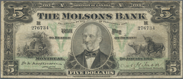 Canada: The Molsons Bank 5 Dollars 1912, P.S1235, Very Rare And Seldom Offered Note, Still Great Con - Canada