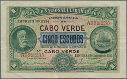 Cape Verde / Kap Verde: Banco Nacional Ultramarino 5 Escudos Overprint On 1 Escudo 1921, P.33, Still - Cape Verde