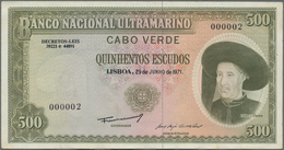 Cape Verde / Kap Verde: 500 Escudos 1971, P.53A With Serial Number 000002, Some Minor Spots, Dint At - Cape Verde