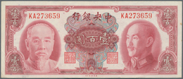 China: The Central Bank Of China 100 Yuan 1945, P.394, Some Minor Spots And Soft Folds But Still Str - Cina
