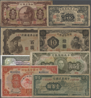 China: Provincial-, Foreign- And Puppet Banks Set With 8 Banknotes Containing The Farmers Bank Of Ch - China