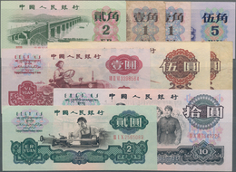 China: Set With 9 Banknotes Of The 1960's/70's Series With 2 X 1 And 2 Jiao 1962 P.877c,g, 878b In F - Chine