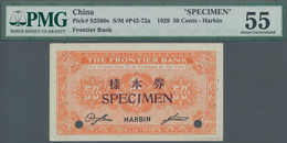China: The Frontier Bank - HARBIN Branch 50 Cents 1929 SPECIMEN, P.S2580s, Tiny Pinholes At Left And - Cina