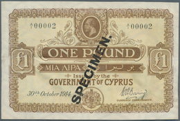 Cyprus / Zypern: 1 Pound 1914 Specimen, P.5s, Repaired Tears At Left Border (2 Cm) And Right Border - Zypern