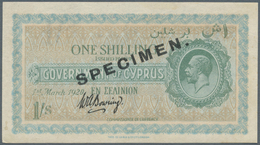 Cyprus / Zypern: 1 Shilling 1920 Specimen, P.14s, Just A Very Soft Horizontal Fold, Otherwise Perfec - Cyprus