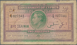 Cyprus / Zypern: Pair With 2 Shillings 1946 And 5 Shillings 1944, P.21, 22, Both In Almost Well Worn - Cyprus
