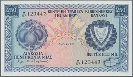 Cyprus / Zypern: Lot With 5 Banknotes 250 Mil 1976, 1 Pound 1974, 50 Cent 1983, 5 Pounds 1990 And 1 - Cyprus