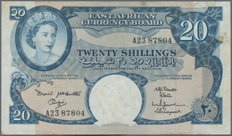 East Africa / Ost-Afrika: 20 Shillings 1961 P. 43a, Used With Folds And Stain In Paper, Still Strong - Sonstige – Afrika
