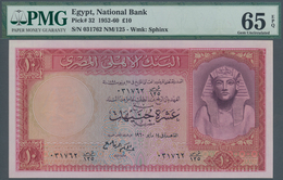 Egypt / Ägypten: 10 Pounds 1960 P. 32d, Crisp Uncirculated Banknote With Bright Original Colors, No - Egypt