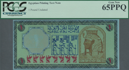 Egypt / Ägypten: Egyptian Printing Uniface Test Note 1 Pound, Undated, PCGS Graded 65PPQ Gem New - Egypt