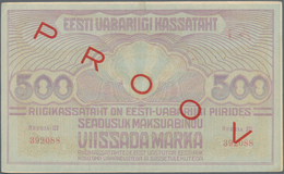 Estonia / Estland: Pair With 500 Marka ND(1920-21) Specimen With Red Overprint "PROOV" P.49s F+ With - Estonia