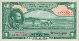 Ethiopia / Äthiopien: State Bank Of Ethiopia 1 Dollar ND(1945) Uniface Color Trial SPECIMEN Of Front - Ethiopia